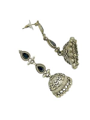 Silver-plated dome shaped jhumka earrings 4