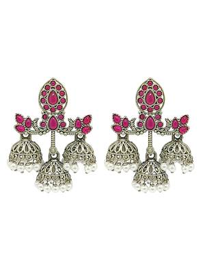 Silver-plated classic floral jhumka earrings 2