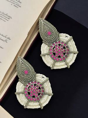 Silver-plated jaipuri drop earrings 1