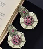 Silver-plated jaipuri drop earrings