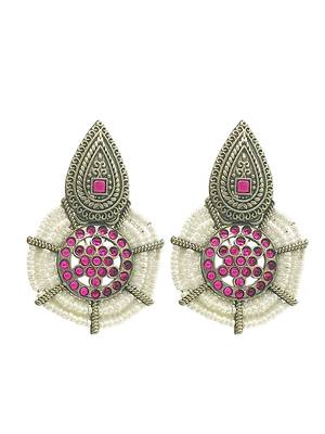 Silver-plated jaipuri drop earrings 2
