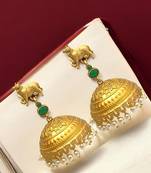 Gold-plated matte cow design jhumka earrings