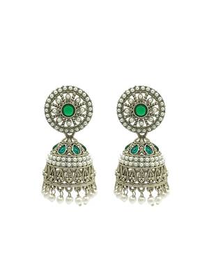 Silver-plated dome shape jhumka earrings 2