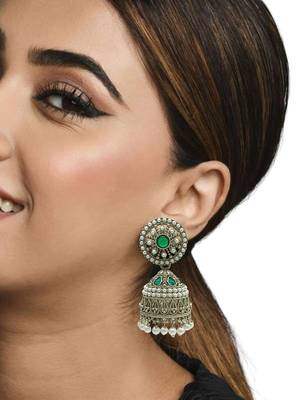 Silver-plated dome shape jhumka earrings 3