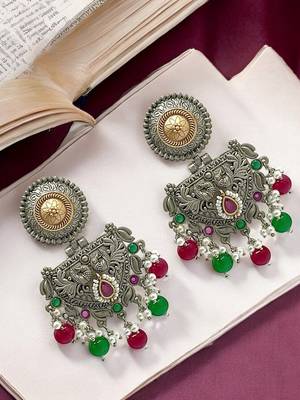 Silver-plated contemporary drop earrings 1