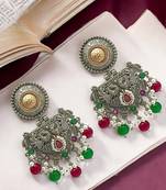 Silver-plated contemporary drop earrings