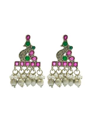 Silver-plated peacock shaped drop earrings 2