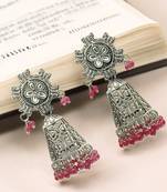 Silver-plated dome shape jhumkas earrings