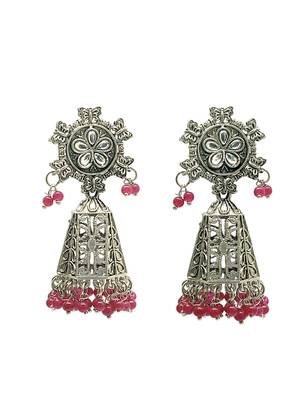 Silver-plated dome shape jhumkas earrings 2