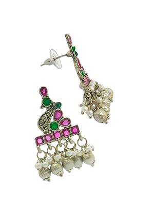 Silver-plated peacock shaped drop earrings 4