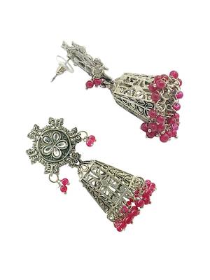 Silver-plated dome shape jhumkas earrings 4