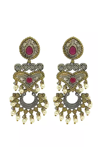 Gold & silver-plated chandbalis earrings