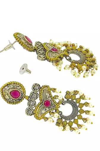 Gold & silver-plated chandbalis earrings