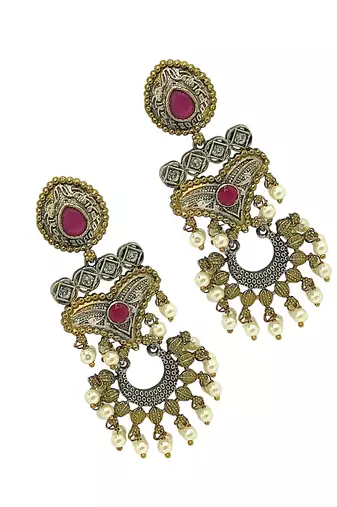 Gold & silver-plated chandbalis earrings