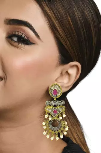 Gold & silver-plated chandbalis earrings
