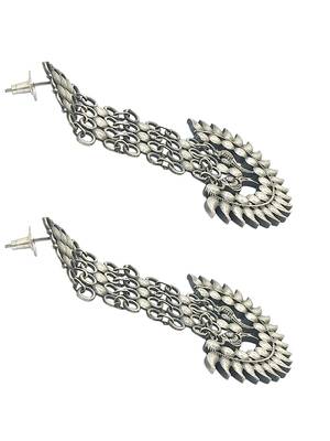 Silver-plated antique long drop earrings 3