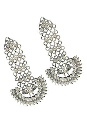 Silver-plated antique long drop earrings 4