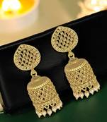 Gold-plated matte finish dome shaped jhumkas earrings