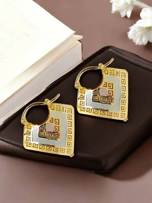 Gold and silver-plated latch hoop earrings 1