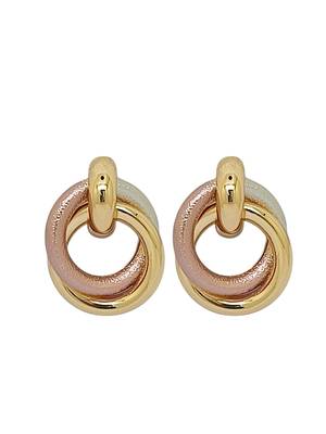 Gold-plated round shape classic stud earrings 2
