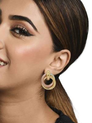 Gold-plated round shape classic stud earrings 5