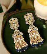 Gold-plated dome shaped kundan jhumka earrings