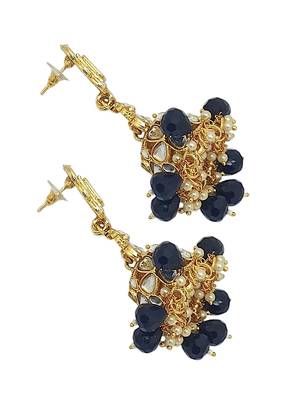 Gold-plated dome shaped kundan jhumka earrings 3