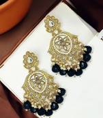 Gold-plated kundan studded chandbali earrings