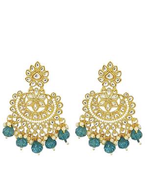 Gold-plated kundan studded chandbali earrings 2