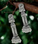 Silver plated oxidized drop earrings