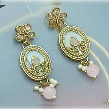 Elegant pearl necklace set with pink coral beads-traditional gold-plated indian jewelry set with earrings & maang tikka 2