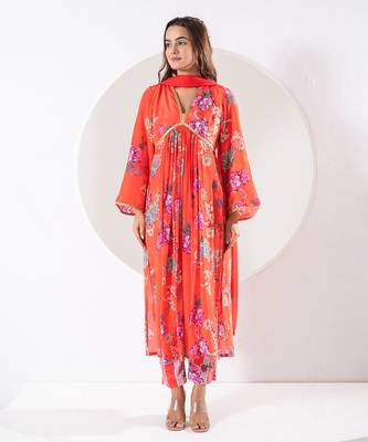 Madhubala orange suit set 1