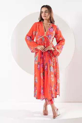 Madhubala orange suit set