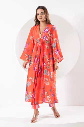 Madhubala orange suit set