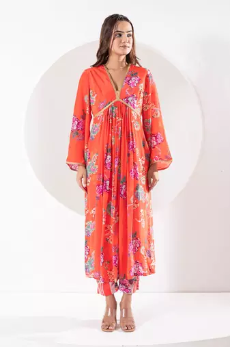 Madhubala orange suit set