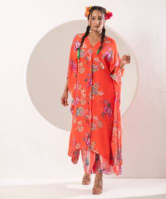Saavni orange kaftan set 1
