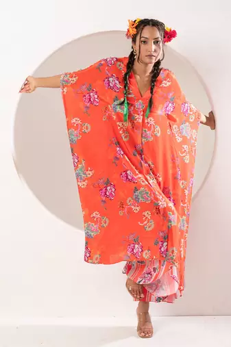 Saavni orange kaftan set