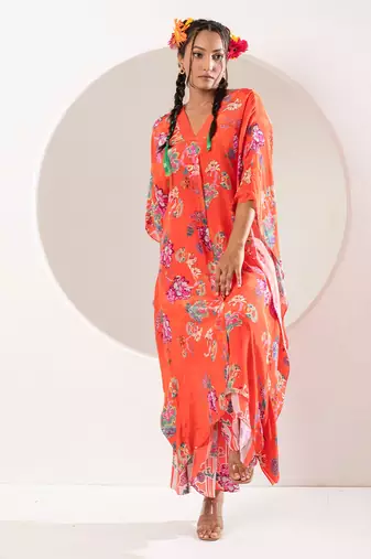 Saavni orange kaftan set