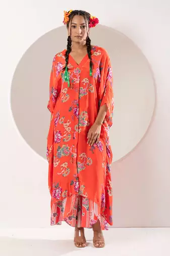 Saavni orange kaftan set