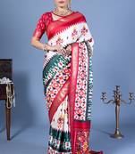 Blend silk patola print saree in white