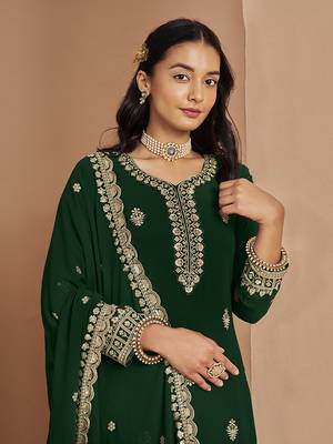 Faux georgette green embroidered salwar suit 3