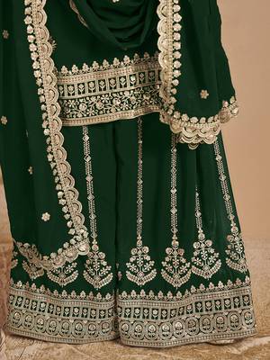 Faux georgette green embroidered salwar suit 4