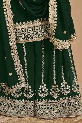 Faux georgette green embroidered salwar suit