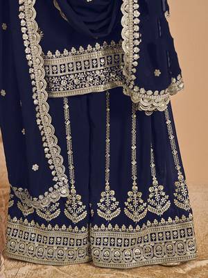 Faux georgette blue embroidered salwar suit 4