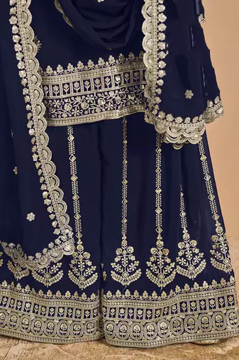 Faux georgette blue embroidered salwar suit