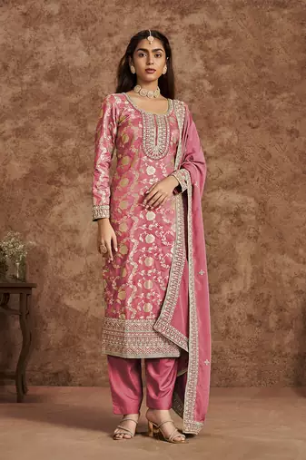 Rose dola silk jacquard salwar kameez