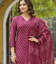 Maroon Cotton Printed Floral Design Kurti