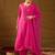 Women pink viscose rayon ethnic motifs printed straight kurta palazzos with dupatta