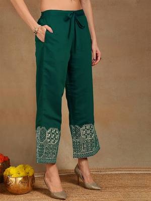Women teal silk blend solid straight festive kurta palazzos with dupatta 5