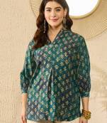 Green ethnic motifs printed regular top